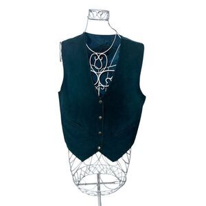 Nice MEN GENUINE LEATHER VINTAGE Learsi  Men's Vests W/Lined Green SIZE LARGE GO